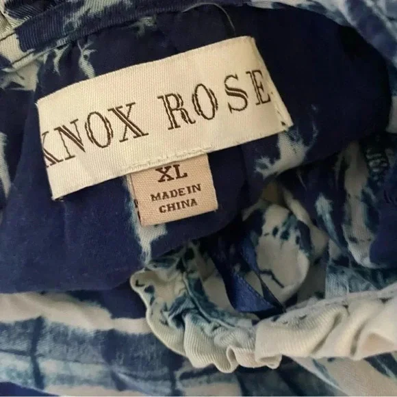 Knox Rose XL blue & white tie dyed boho long sleeve top‎ - Picture 6 of 8